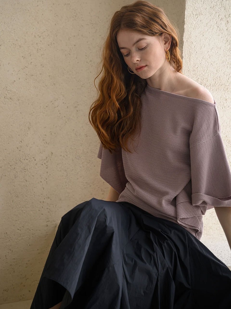 Boat neck daily knit glossy grape - fasfas