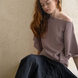 Boat neck daily knit glossy grape - fasfas