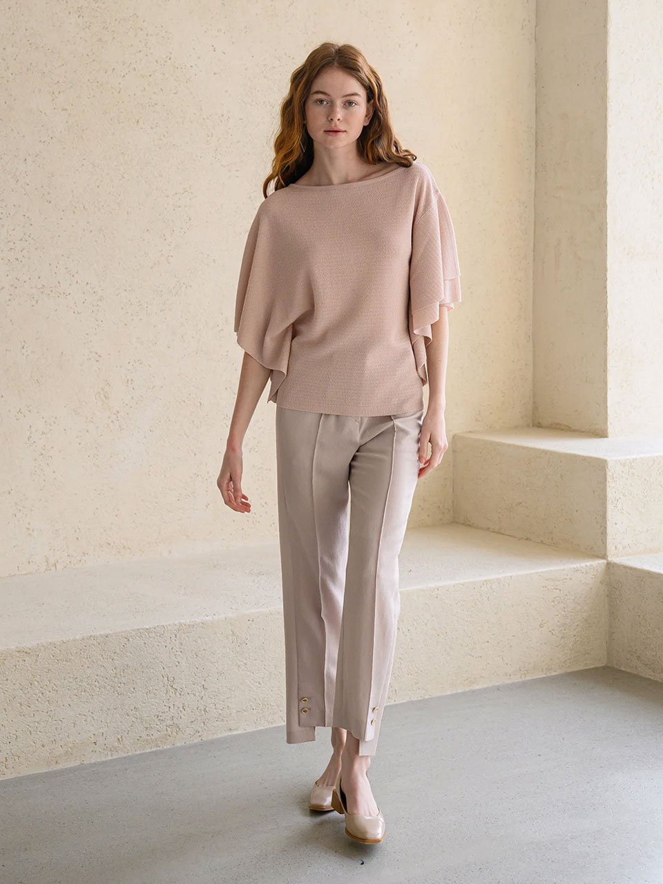 Boat neck daily knit lotion pink - fasfas