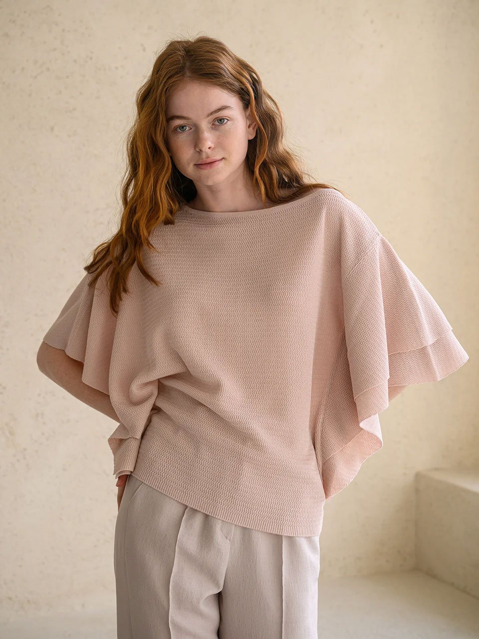 Boat neck daily knit lotion pink - fasfas