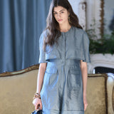 Cape style roll-up short jumpsuit - fasfas