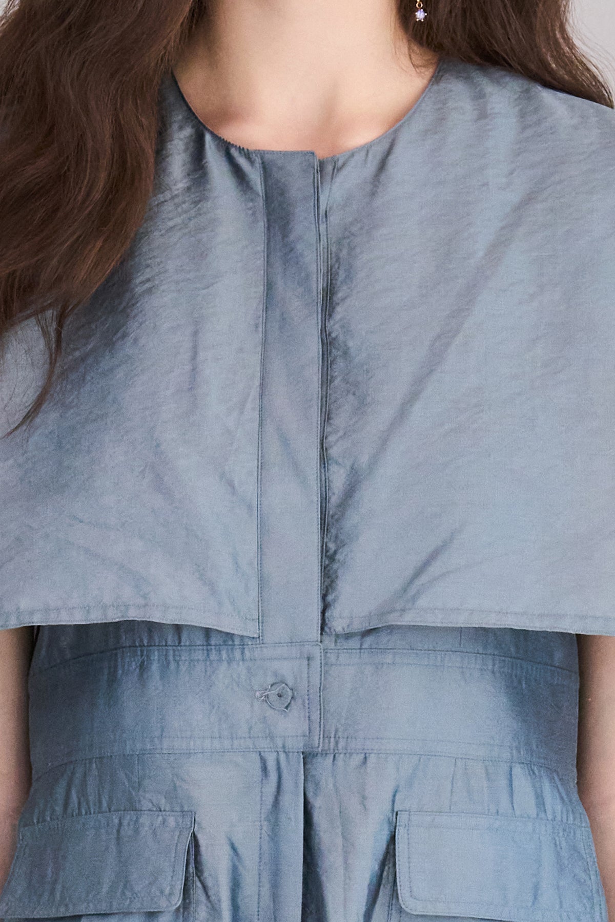 Cape style roll-up short jumpsuit - fasfas