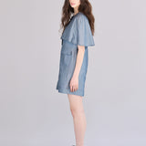 Cape style roll-up short jumpsuit - fasfas
