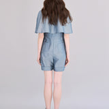 Cape style roll-up short jumpsuit - fasfas