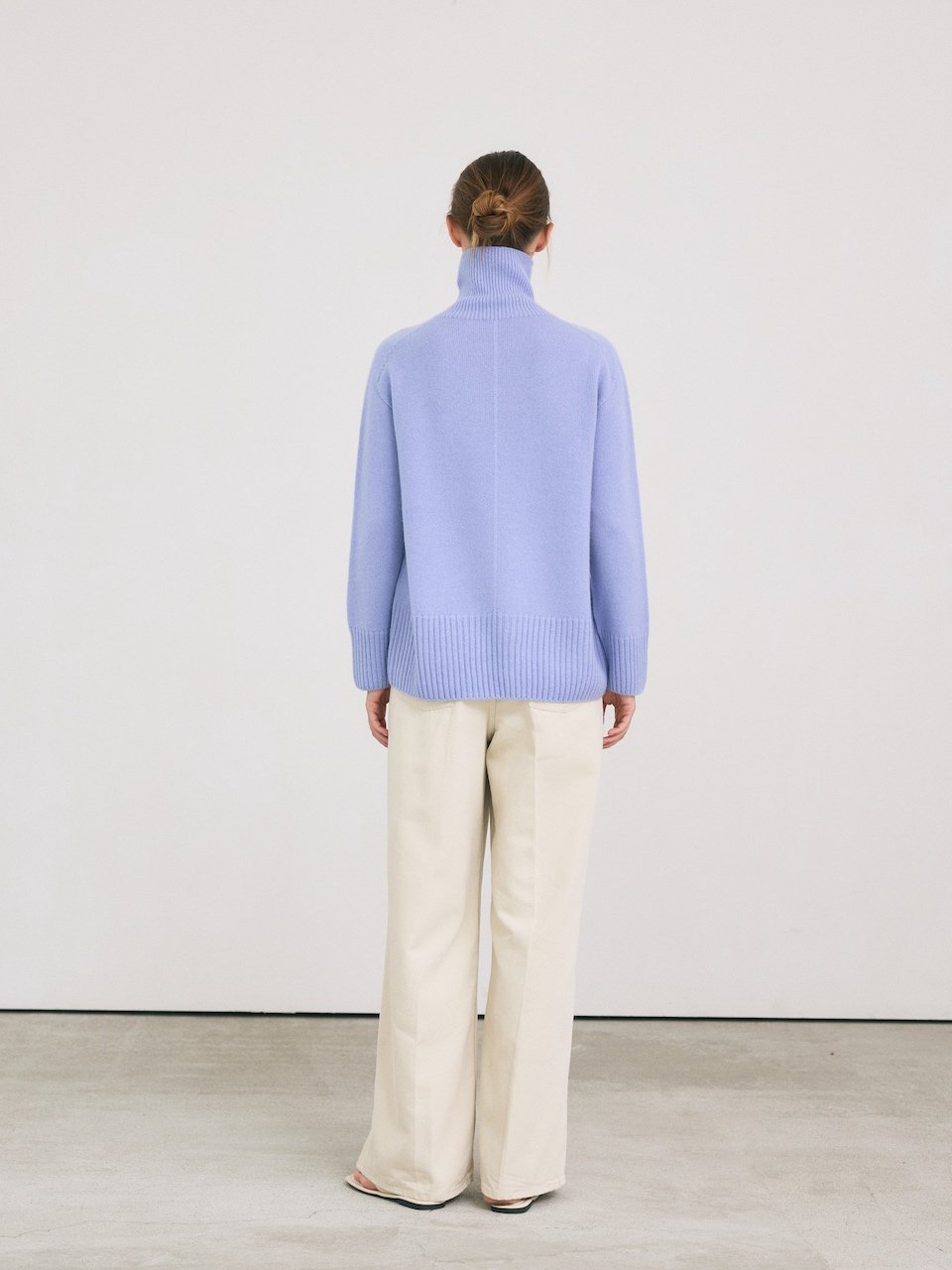 Cigtature turtle neck blue – cashmere 100% - fasfas