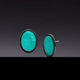 Cobalt turquoise mother of pearl earring(clip-on earrings) - fasfas