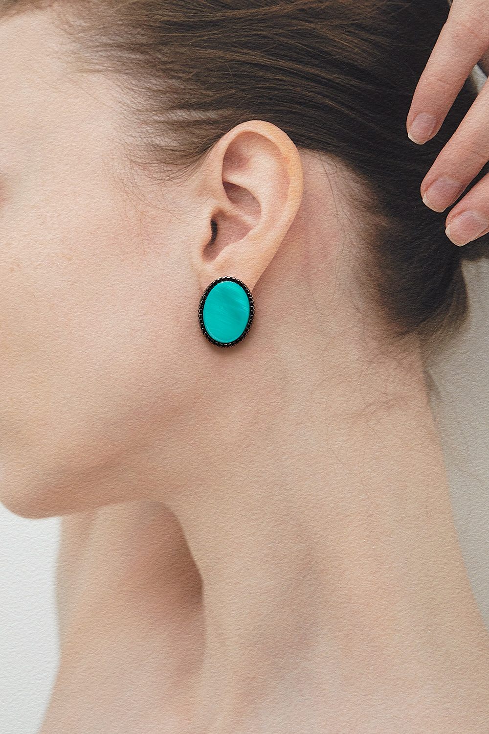 Cobalt turquoise mother of pearl earring(clip-on earrings) - fasfas