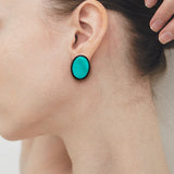 Cobalt turquoise mother of pearl earring(clip-on earrings) - fasfas
