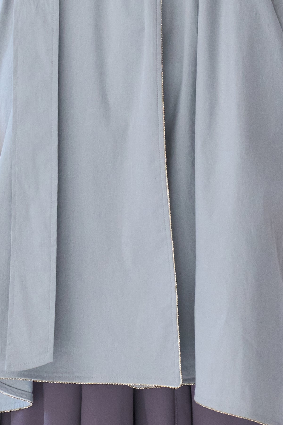 Cutout cape sleeve asymmetric trench coat lavender gray - fasfas