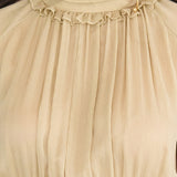 Cutout cape sleeve silk peplum blouse mustard - fasfas