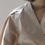 Puff sleeve drape wrap jacket