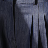 Pleated crepe wide-leg pants blue - fasfas