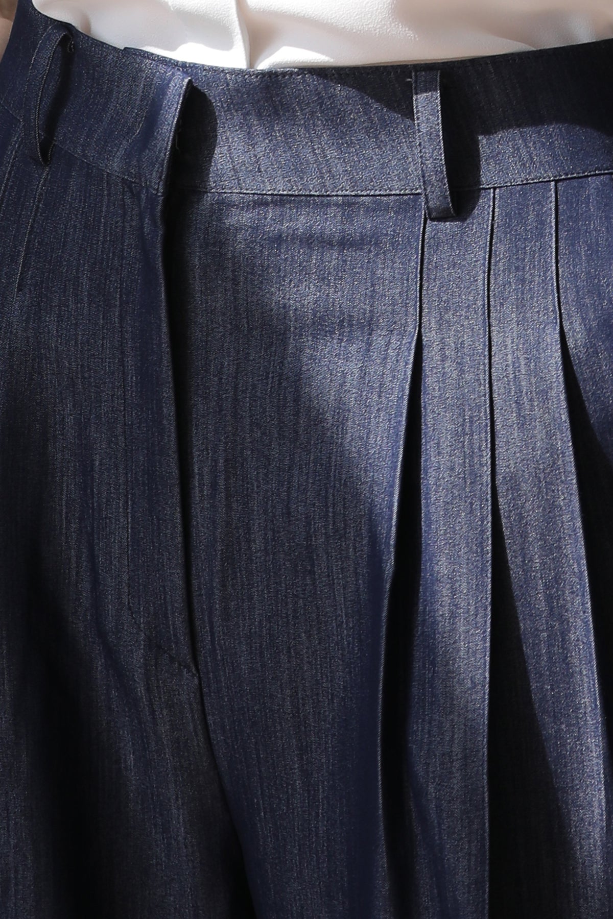 Pleated crepe wide-leg pants blue - fasfas