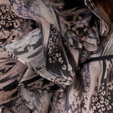 Layered sleeve leopard pattern silk blouse