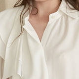 Asymmetric flared collar slit sleeve blouse