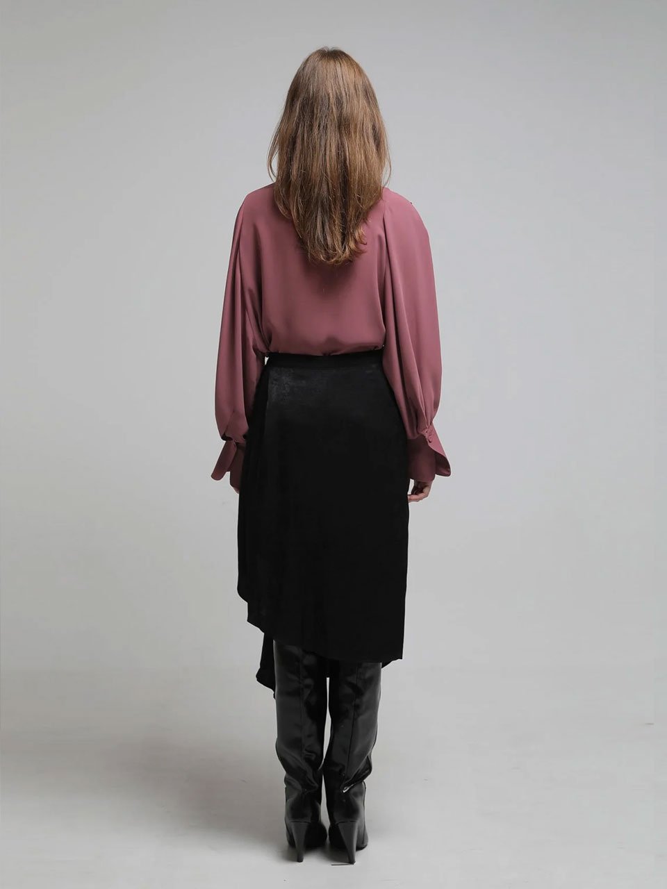 Draped-neck loose fit blouse - fasfas