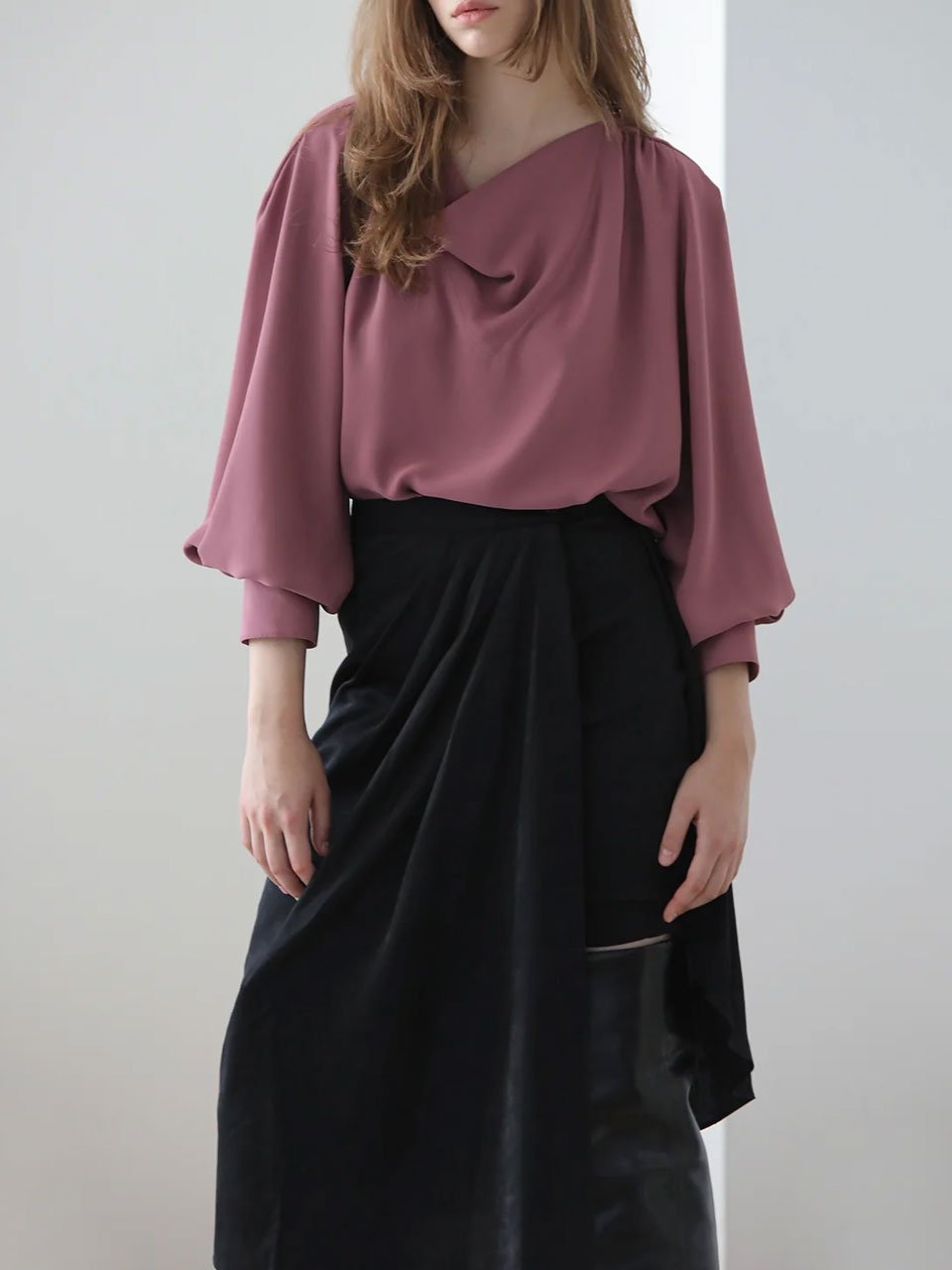 Draped asymmetric wrap skirt - fasfas