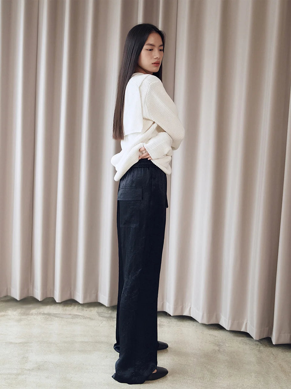 Draw string pants black - fasfas