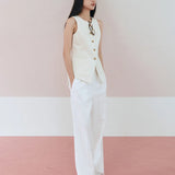 Draw string pants white - fasfas