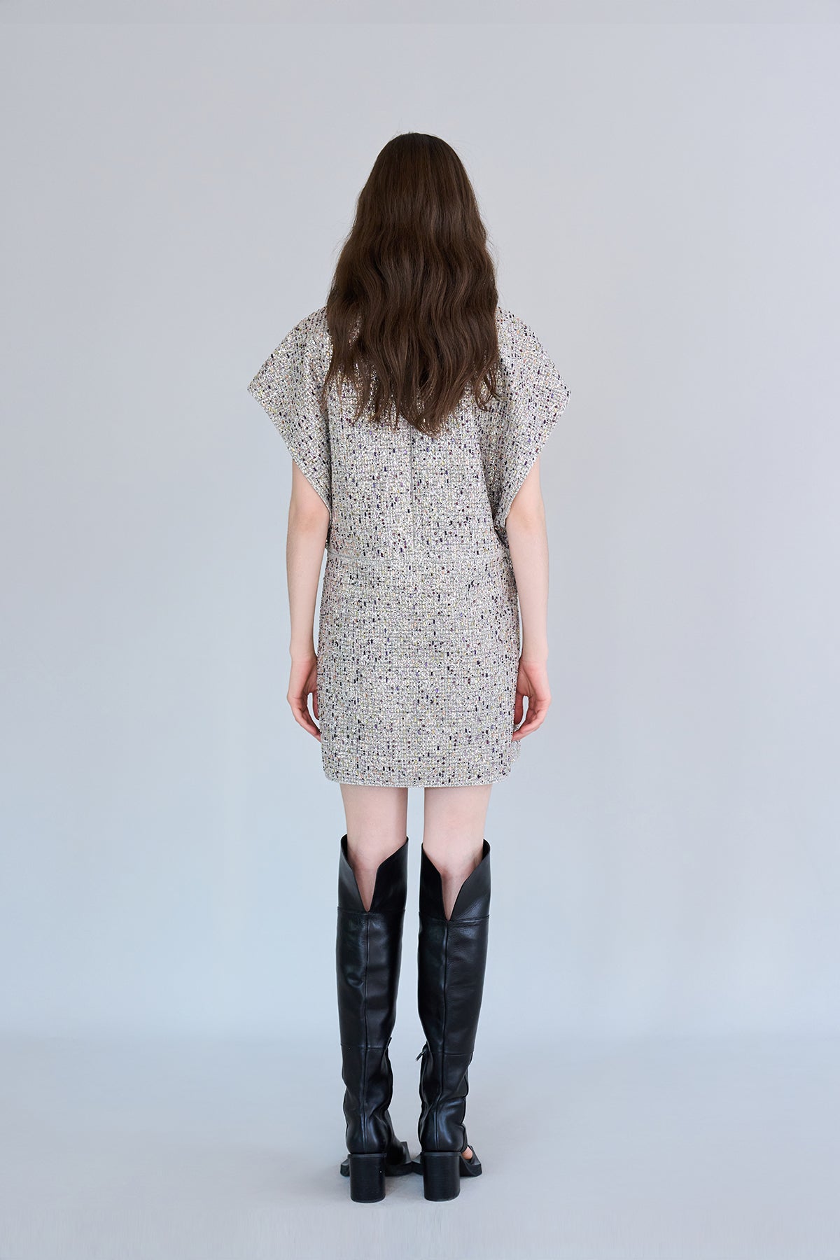 Drop shoulder asymmetric cutout beaded dress - fasfas
