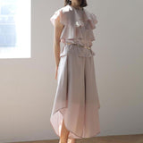 Wide volume skirt pants pink beige