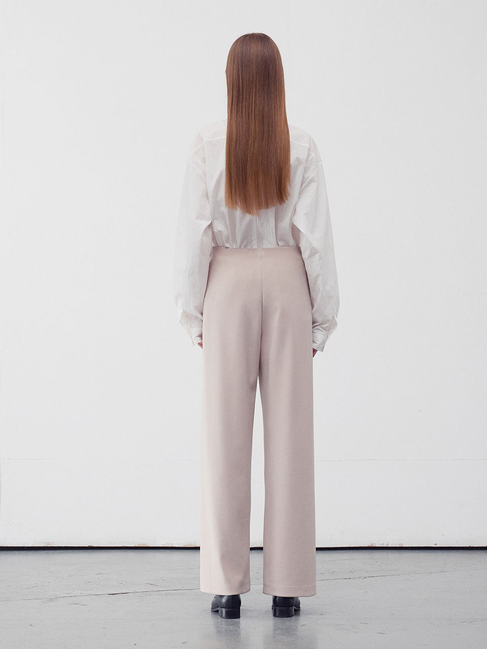 Elasticated waist straight leg trousers beige - fasfas