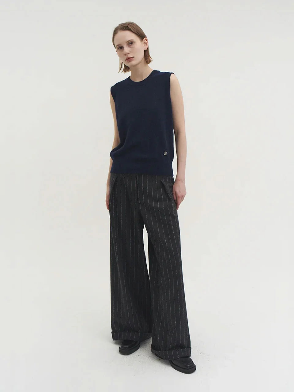Evi sleeveless knit top maroso navy - fasfas