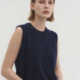 Evi sleeveless knit top maroso navy - fasfas