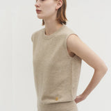 Evi sleeveless knit top oatmeal beige - fasfas