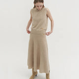 Evi sleeveless knit top oatmeal beige - fasfas