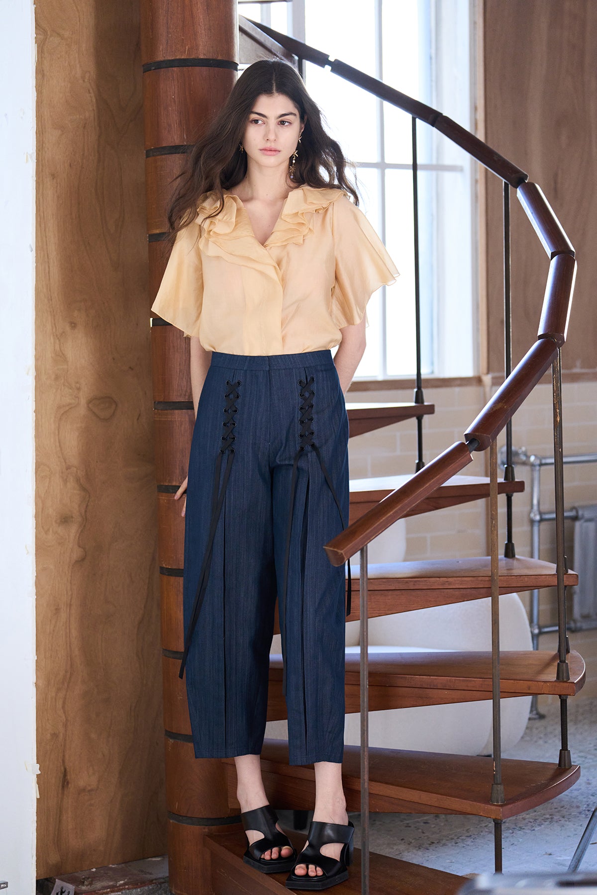 Flare sleeve yellow blouse - fasfas