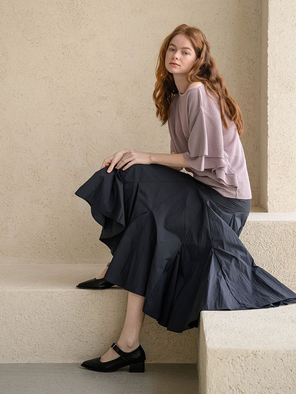 Flare maxi skirt black - fasfas