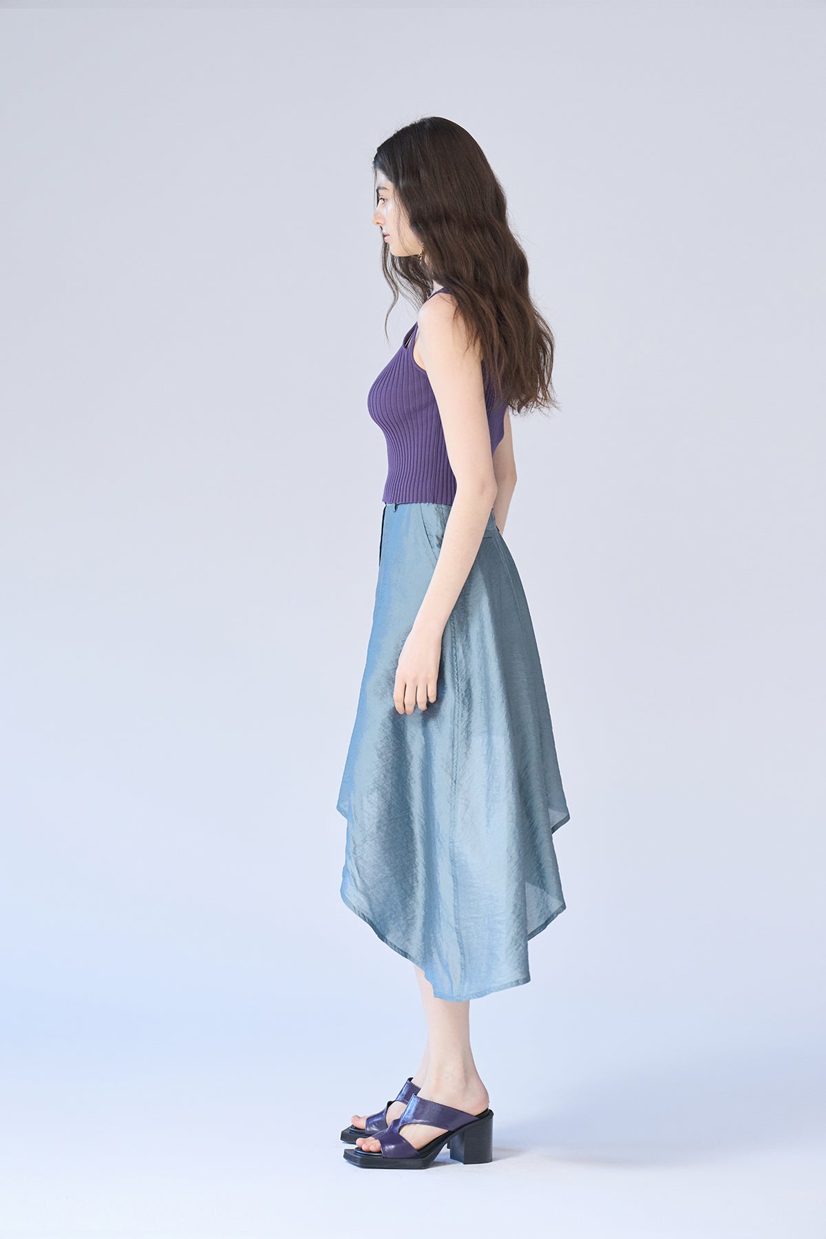 Flared asymmetric silk skirt - fasfas
