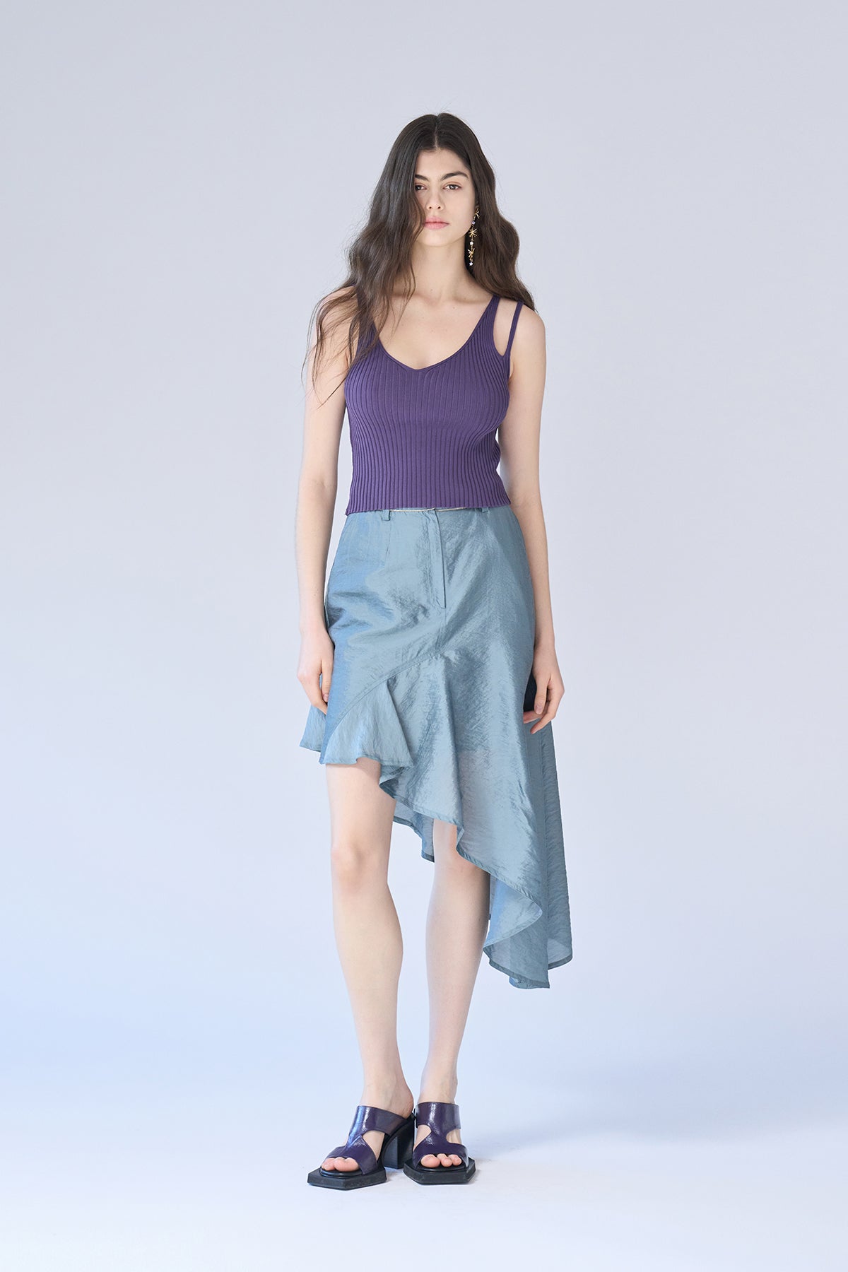 Flared asymmetric silk skirt - fasfas