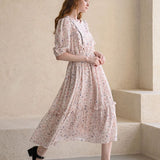 Flower pattern lovely dress ivory - fasfas