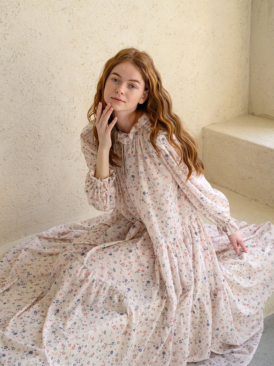 Flower pattern frill blouse - fasfas