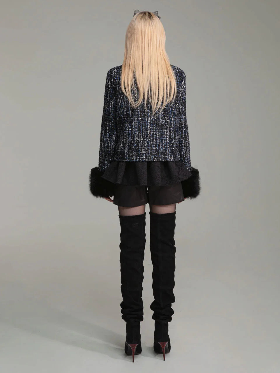 Fur trimmed tweed jacket(custom made) - fasfas