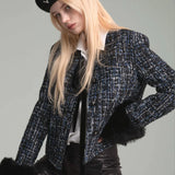 Fur trimmed tweed jacket(custom made) - fasfas