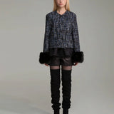 Fur trimmed tweed jacket(custom made) - fasfas