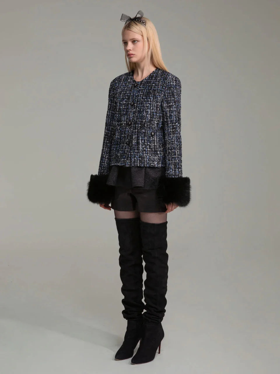 Fur trimmed tweed jacket(custom made) - fasfas