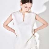 Eva deep v-neck top ivory - fasfas