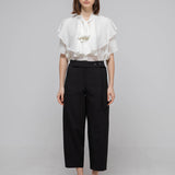 Loose fit ruffle tie blouse ivory