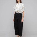 Loose fit ruffle tie blouse ivory