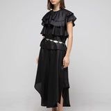 Wide volume skirt pants black
