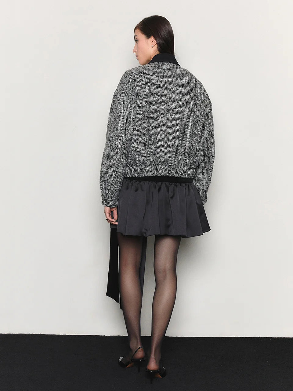 Herringbone wool bomber jacket gray - fasfas