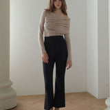 High-waist striped bootcut pants - fasfas
