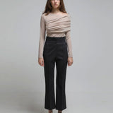 High-waist striped bootcut pants - fasfas