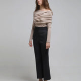 High-waist striped bootcut pants - fasfas