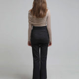 High-waist striped bootcut pants - fasfas