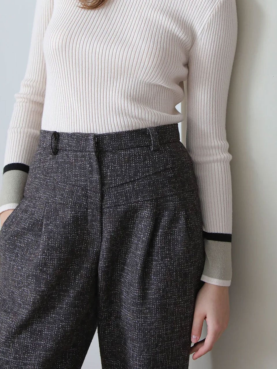 High waist wool baggy pants - fasfas
